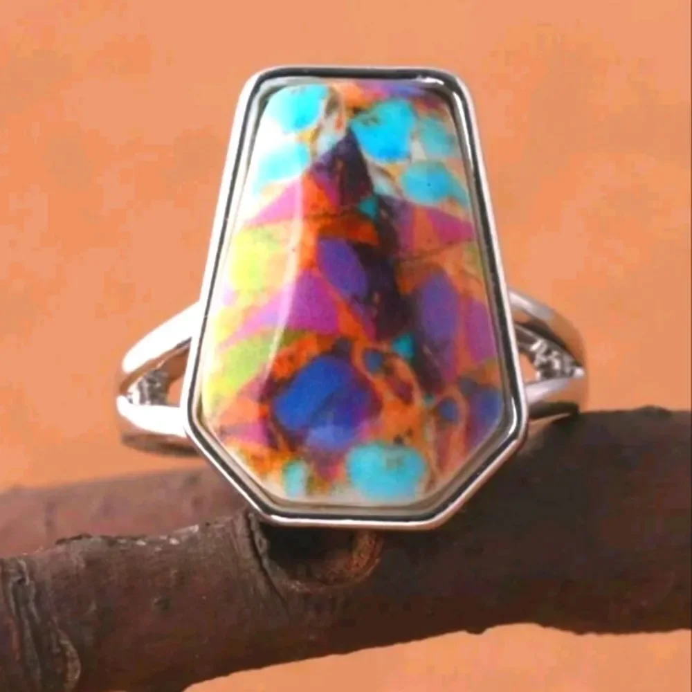 Ladies Oversized Emery ROSE Resin Decor Ring sz9
